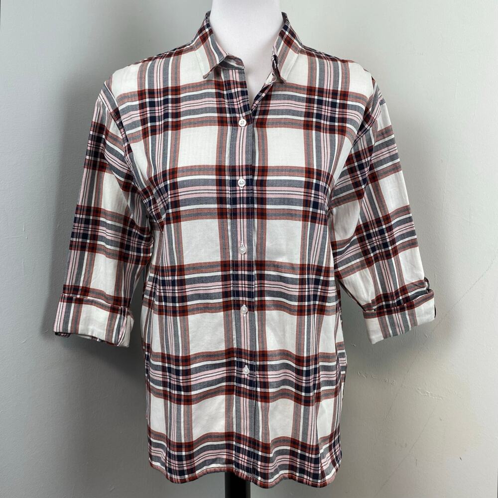 Barbour Plaid Bethwin Button Down Shirt in Cloud Check Size 4